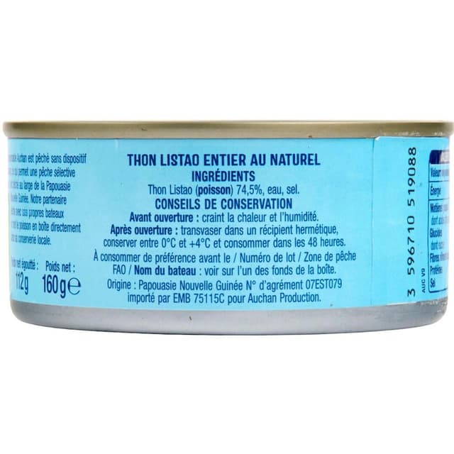 3596710519057 - Auchan - Thon Listao Naturel 