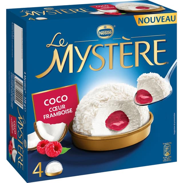 8051369002558 - Extrême Mystère  - 4 dômes glacés Coco et coeur de framboise 4x82g