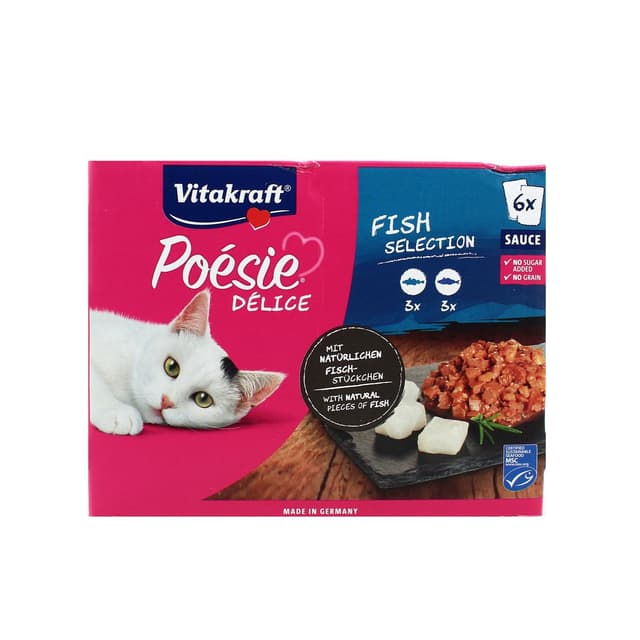4008239352958 - Vitakraft Poésie - Sachets en Sauce Délices Poissons Colin, Cabillaud MSC pour chat