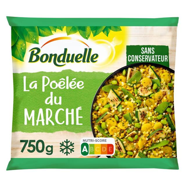 3083681117158 - Bonduelle - Poêlée du Marché- Dés de brocolis et carottes jaunes, courgettes grillées, carottes, edamame
