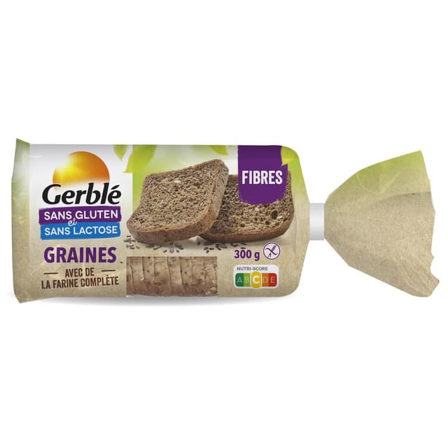 3175681289758 - Gerblé Sans Gluten Sans Lactose - Pain Complet aux Graines sans gluten et sans lactose