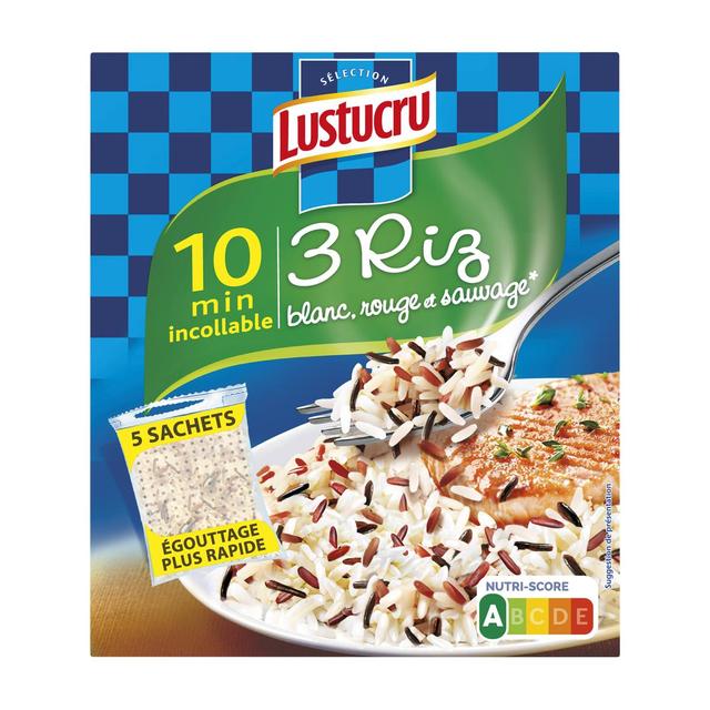 3760341070359 - Lustucru - Mélange 3 riz Sachet Cuisson - Riz Blanc, Riz rouge, Riz Sauvage