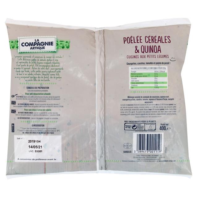 3289473001159 - La Compagnie Artique - Poêlée veggie céréales et quinoa cuisinée aux petits légumes
