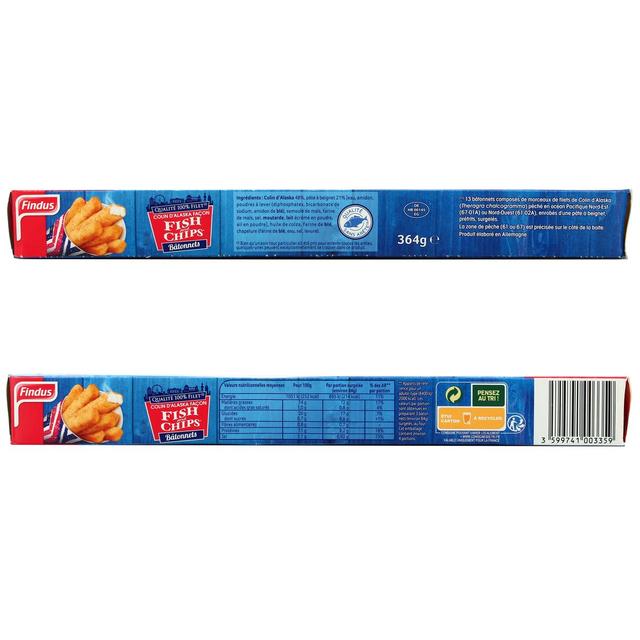 3599741003359 - Findus - Bâtonnets de Colin d'Alaska façon Fish and Chips MSC 100% filet