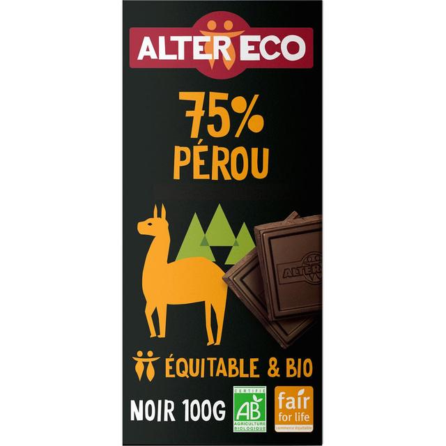 3700214614259 - Alter Eco - Commerce Equitable - Chocolat noir 75% Cacao Bio du Pérou