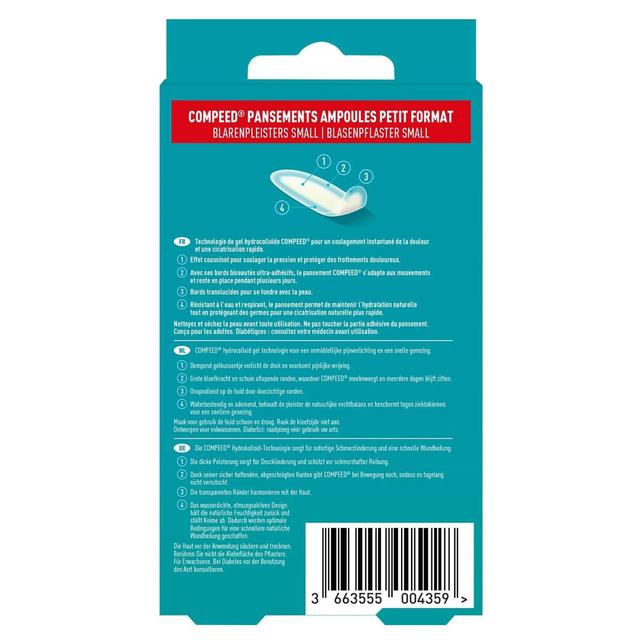 3663555004359 - Compeed - Pansements Ampoules Hydrocolloïde Petite Taille