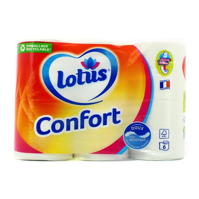 3133200094559 - Lotus - Papier toilette 2 épaisseurs confort Rose ou blanc