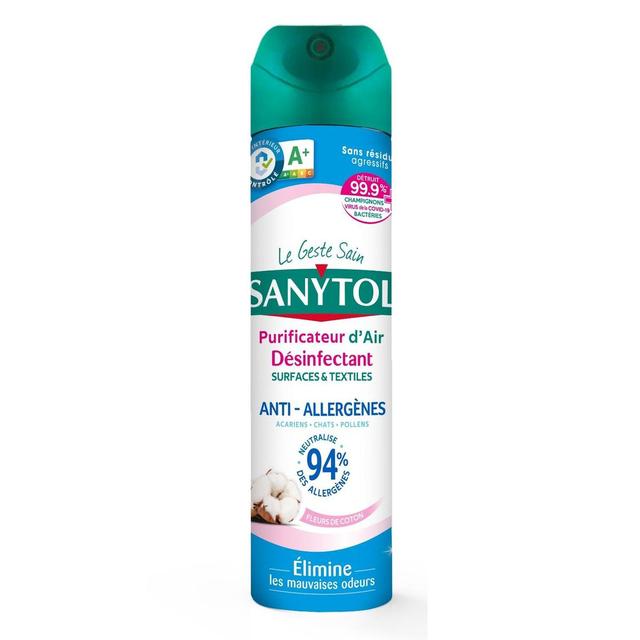 3045206394659 - Sanytol - Purificateur d'air, Désinfectant Surfaces & Textiles Anti-Allergènes - Fleurs de coton