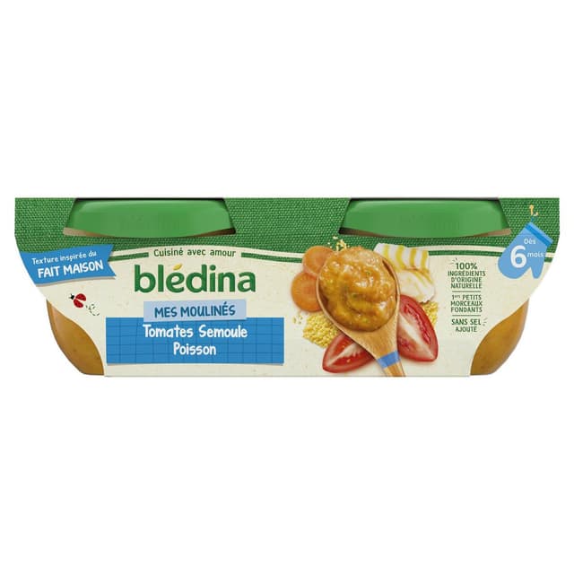 3041090846359 - Blédina - Mes Moulinés - Tomate Semoule Poisson Bol Bébé Dès 6 mois