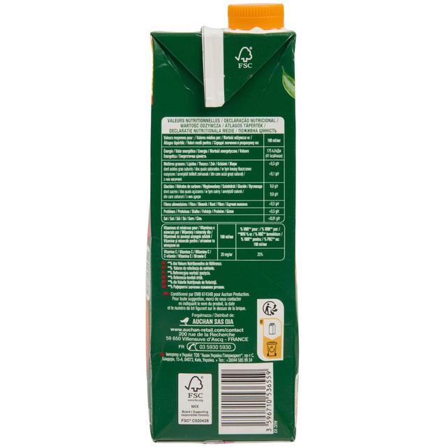 3596710536559 - Auchan - Jus d'orange multifruits à base de concentrés sans sucres ajoutés
