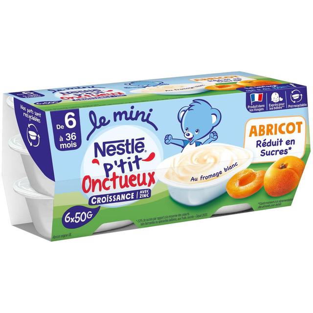 8445290568359 - Nestlé - P'tit Onctueux - Mini Dessert Lacté Abricot Fromage Blanc Coupelle Bébé Dès 6 mois