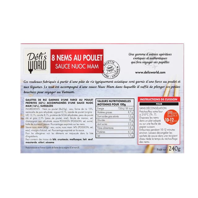 3760184013360 - Déli's World - Nems au Poulet sauce Nuoc Mam
