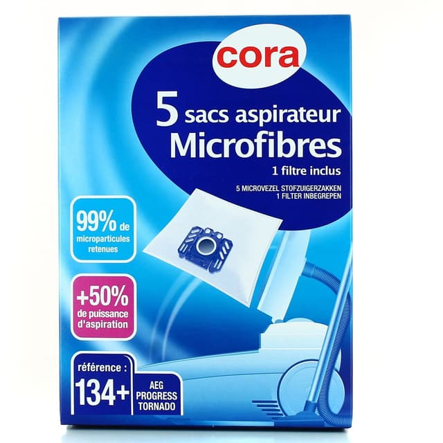 3257982204460 - Cora - Sacs aspirateur microfibres 134+- AEG, Progress, Tornado