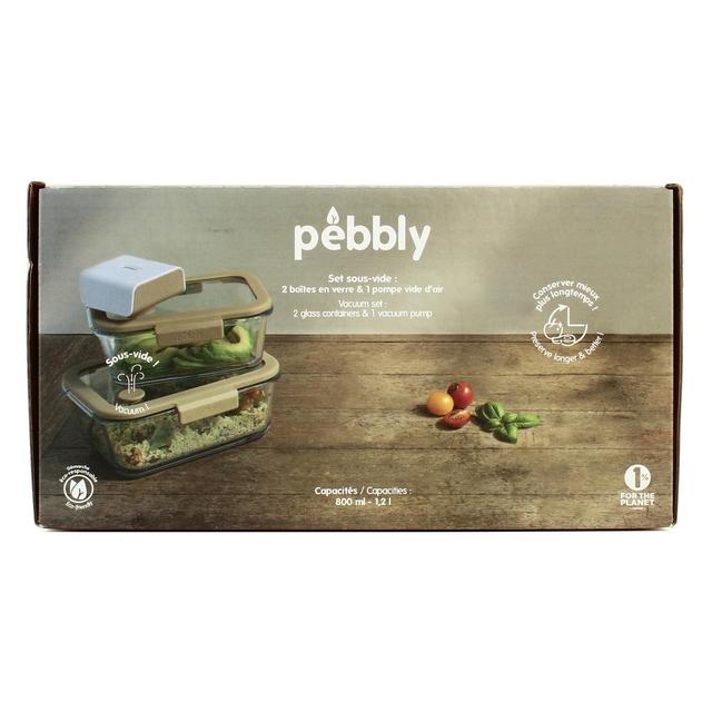 3760132816760 - Pebbly - Set sous-vide 3 pièces 2 boites 800 + 1200ml + pompe
