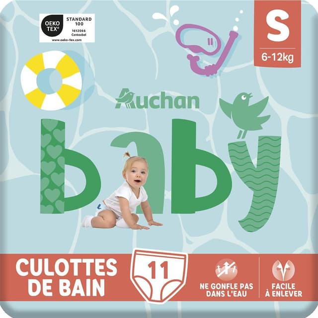 3596710519460 - Auchan Baby - Couches maillot de bain Taille S - 6 -12 kg