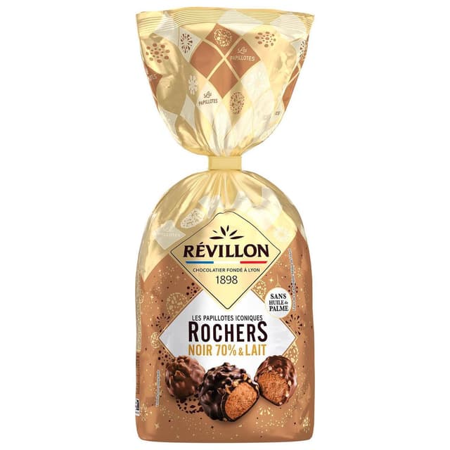 3110846190661 - Révillon - Papillote Rocher Chocolat Noir 70% et Lait