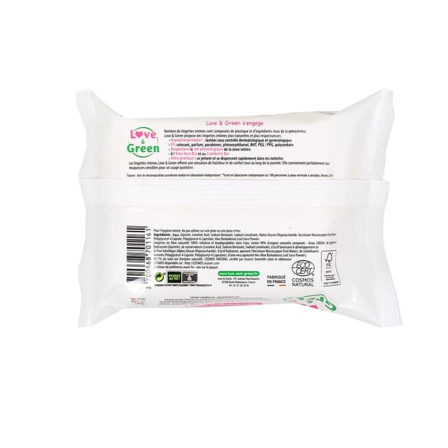 3700668701161 - Love & Green - Lingettes intimes apaisantes écologiques