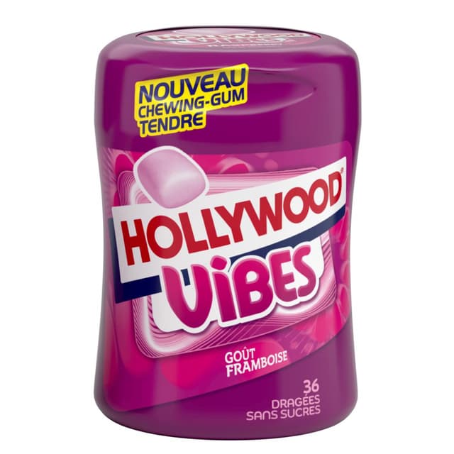 8723400872061 - Hollywood - Chewing Gum Vibes goût Framboise en boite