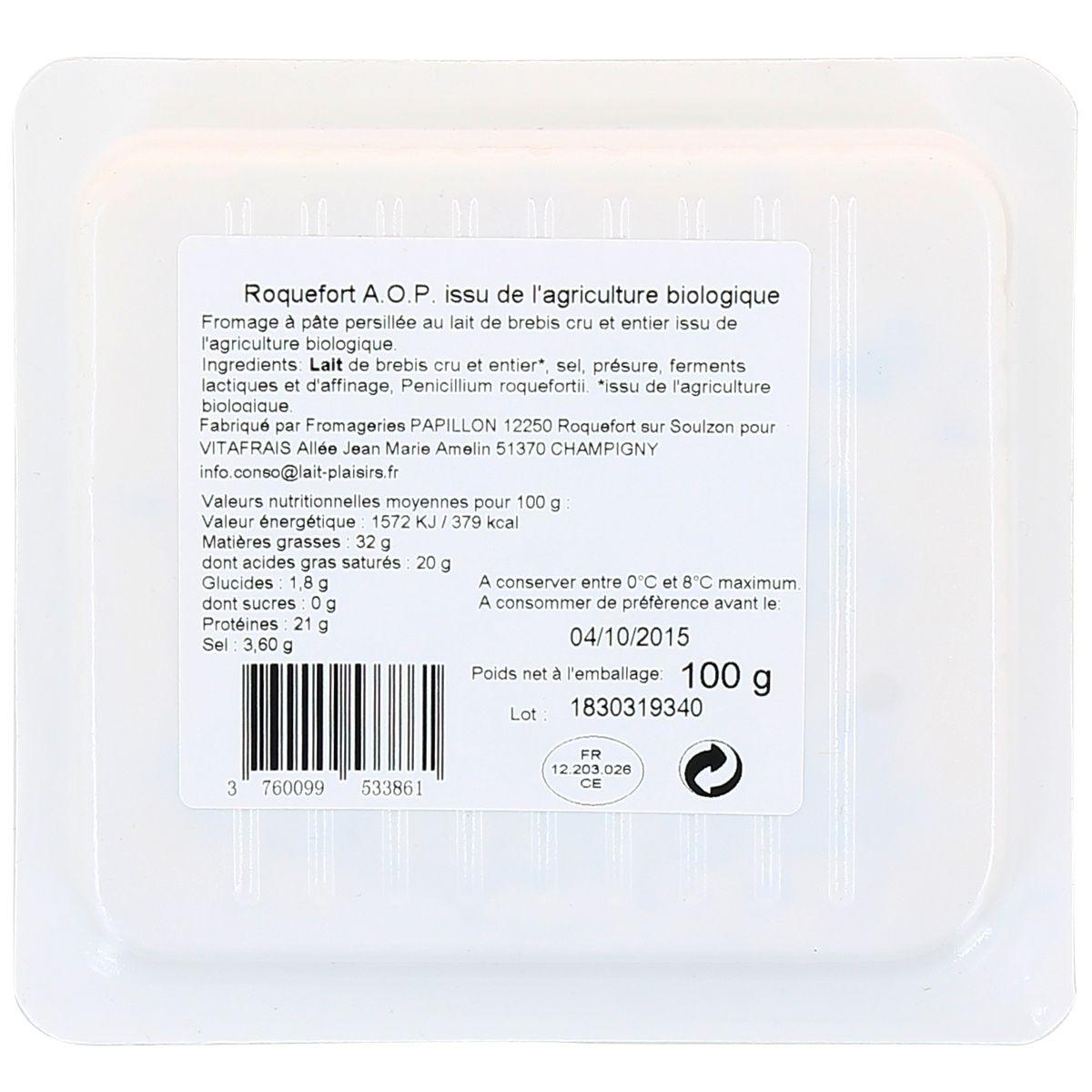 3760099533861 - Lait Plaisirs - Roquefort AOP, bio