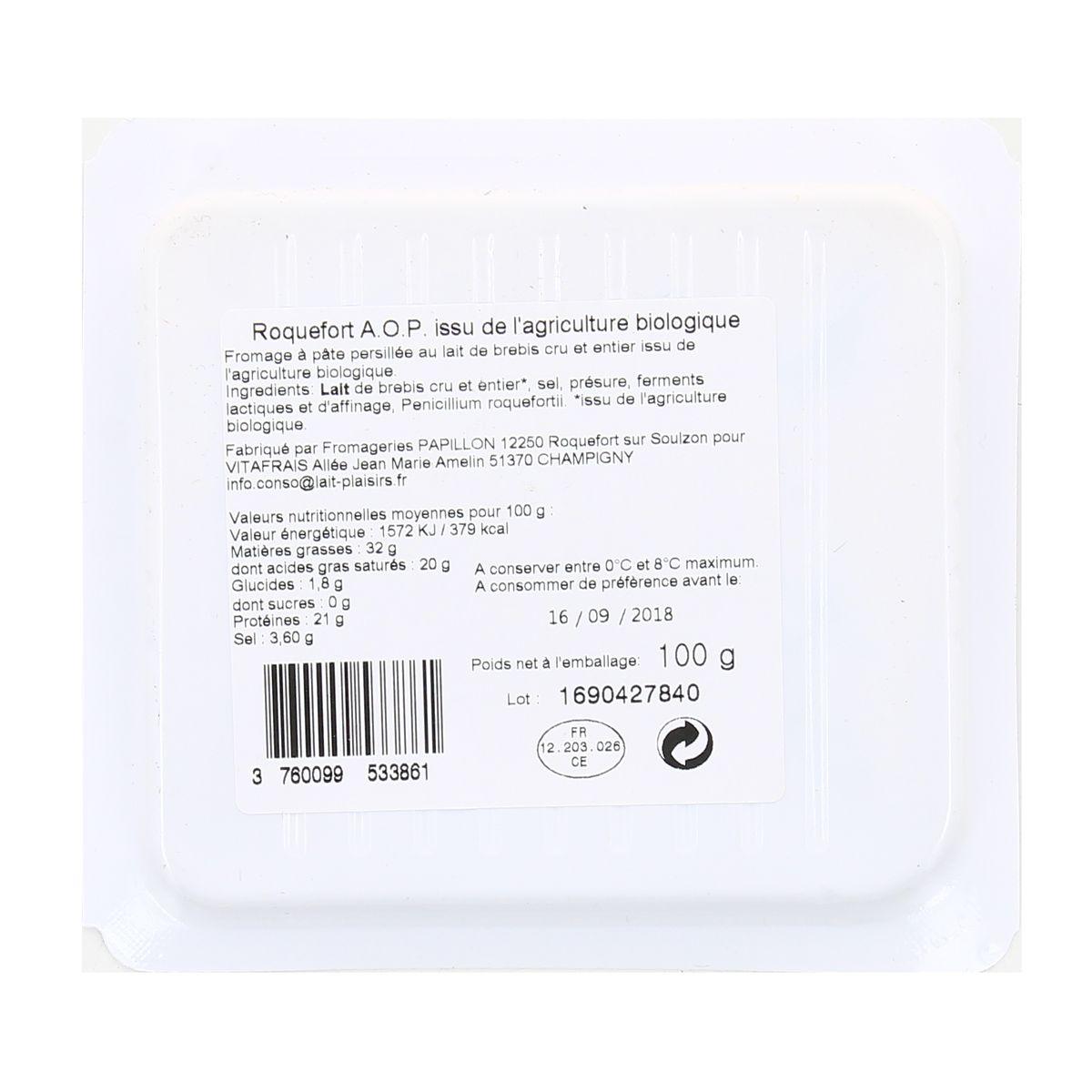 3760099533861 - Lait Plaisirs - Roquefort AOP, bio