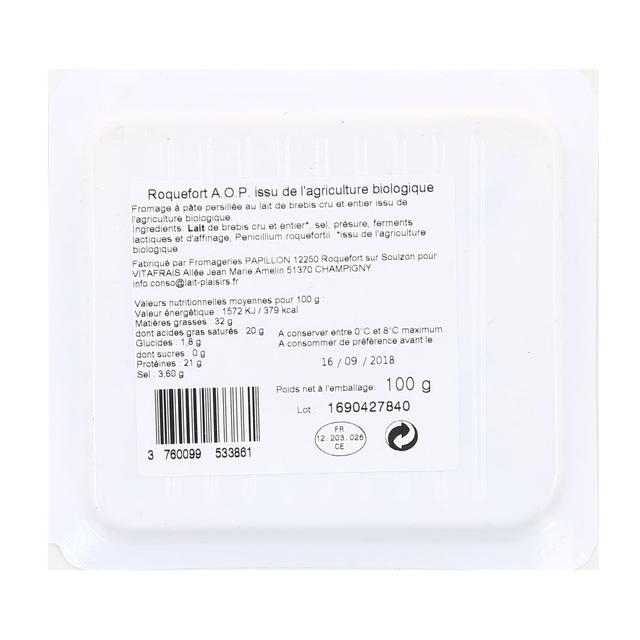 3760099533861 - Lait Plaisirs - Roquefort AOP, bio