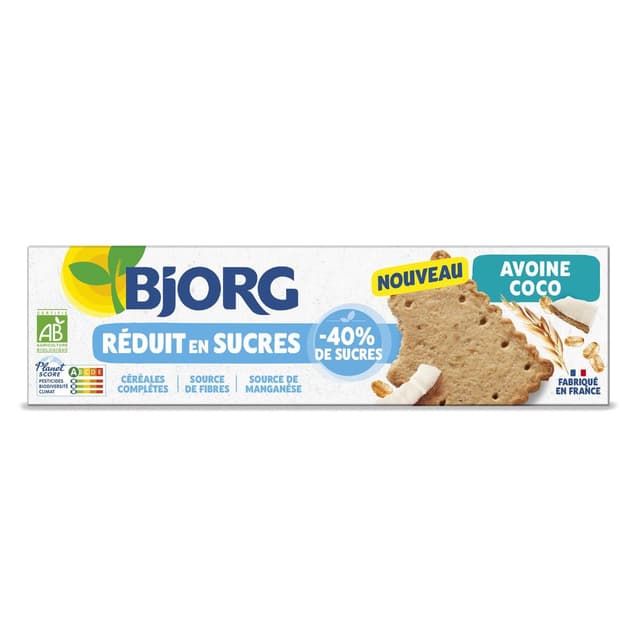 3229820806761 - Bjorg - Biscuits Sablés Avoine Coco Bio -40% de sucres en moins