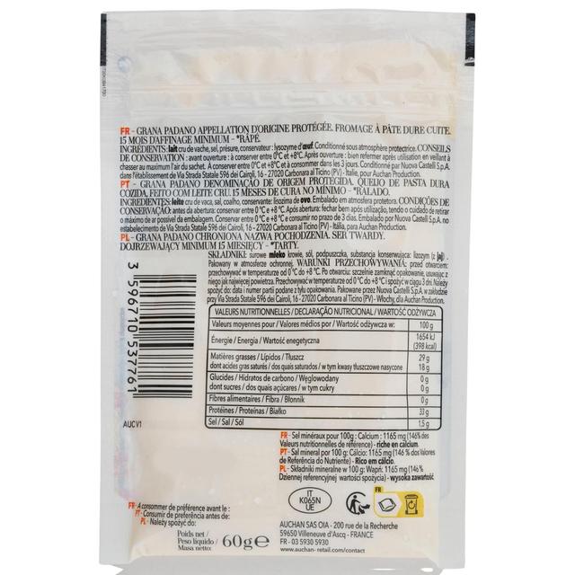 3596710537761 - Auchan Tavola In Italia - Grana Padano Grattugiato AOP
