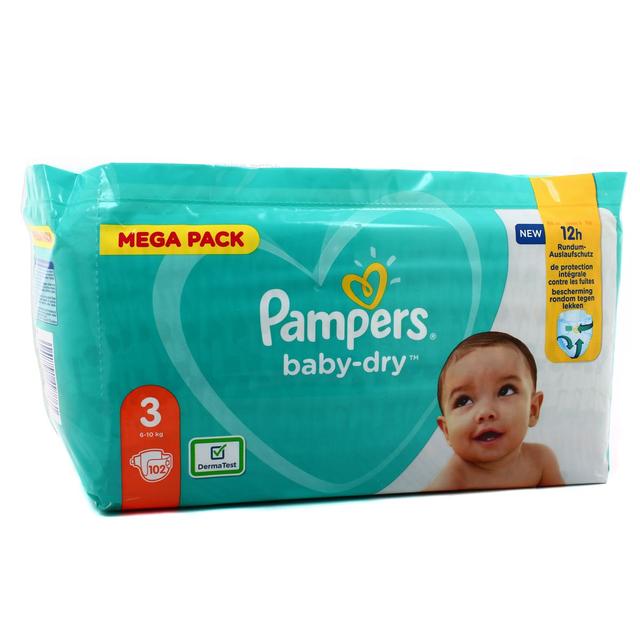 8001841497761 - Pampers Babydry - Couches T3 - 6/10kg - Format Méga pack
