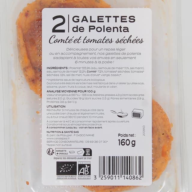 3259011140862 - Céréalpes - Galettes de Polenta Comté Tomates Sechées Bio