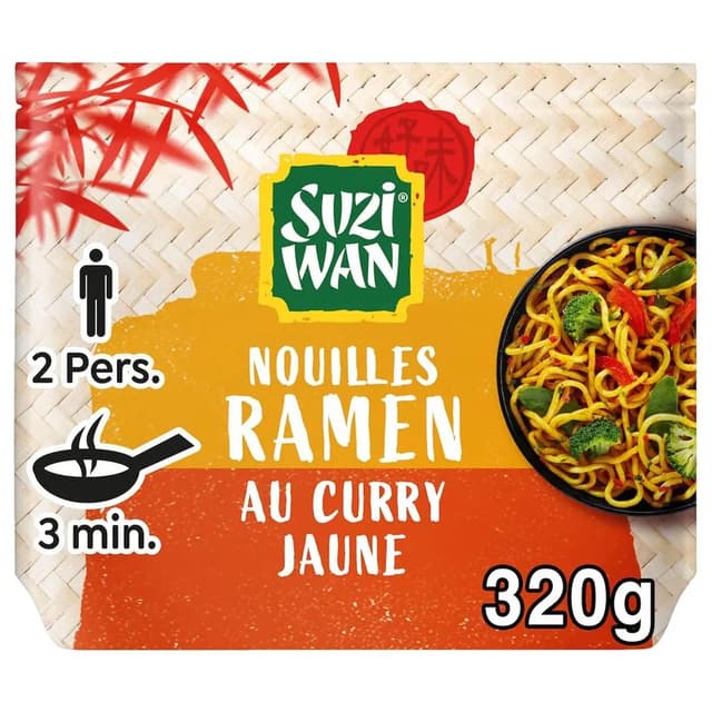 4002359021862 - Suzi Wan - Nouilles précuites wok ramen curry jaune en sachet