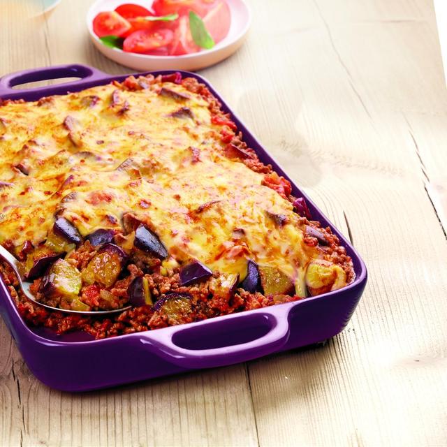3248830723462 - Marie - Moussaka au boeuf- Aubergines et tomates cuisinées avec de la béchamel gratinée au fromage