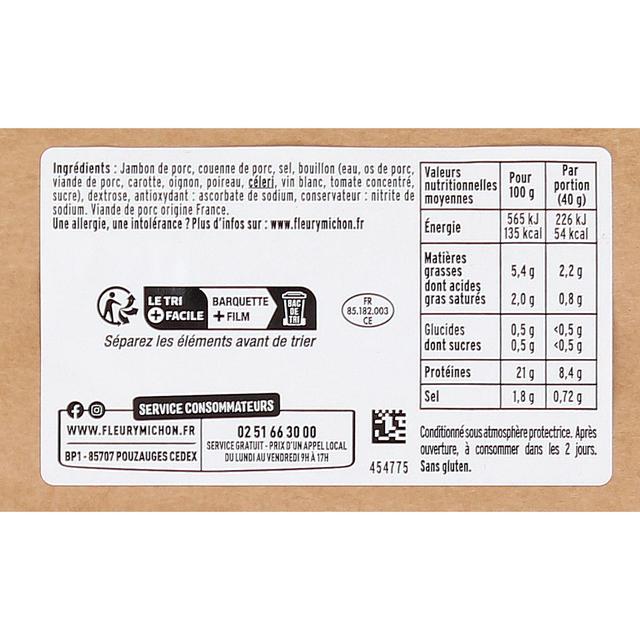 3302740014062 - Fleury Michon - Jambon Blanc Le Tradition, 160g