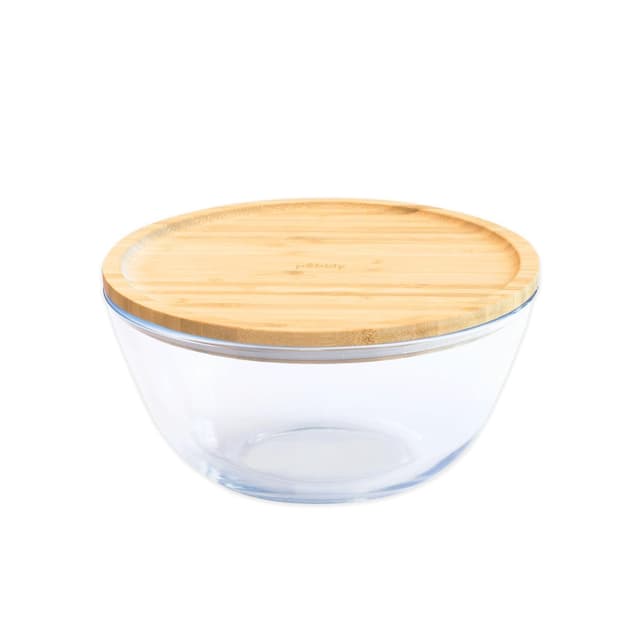 3760132814162 - Pebbly - Bol / Saladier en verre avec couvercle en bambou