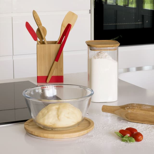 3760132814162 - Pebbly - Bol / Saladier en verre avec couvercle en bambou