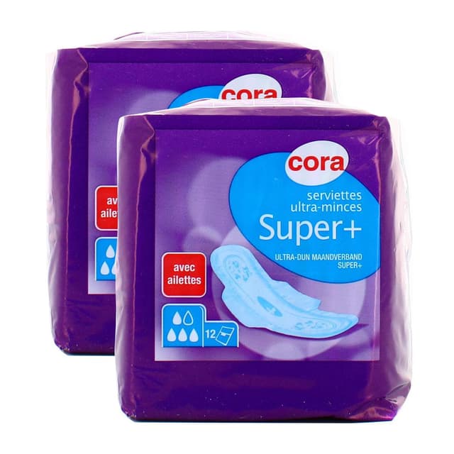 2050000264962 - Cora - Serviettes hygiéniques ultra minces pliées avec ailettes flux super