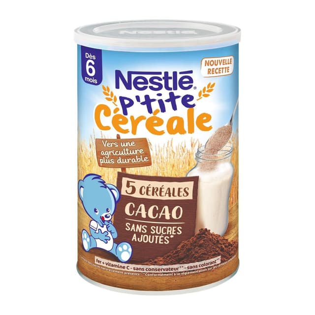 8445290117762 - Nestlé - P'tite Céréale - 5 Céréales cacao Bébé Dès 6 mois