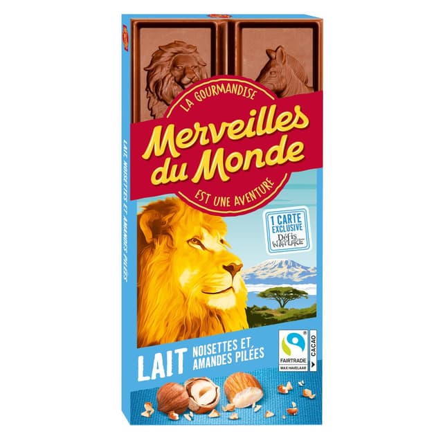 3770024649062 - Merveilles du monde - Chocolat au lait 30% noisettes et amandes pilées 