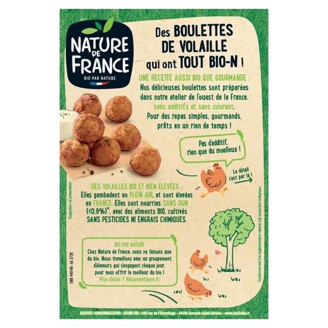 3422210440563 - Nature De France - Boulettes de Volaille Cuites Bio