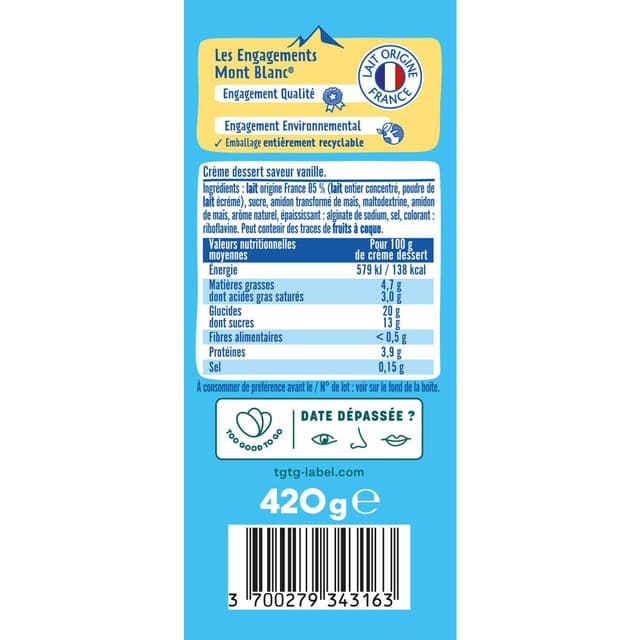 3700279343163 - Mont Blanc - Crème dessert Héritage saveur vanille