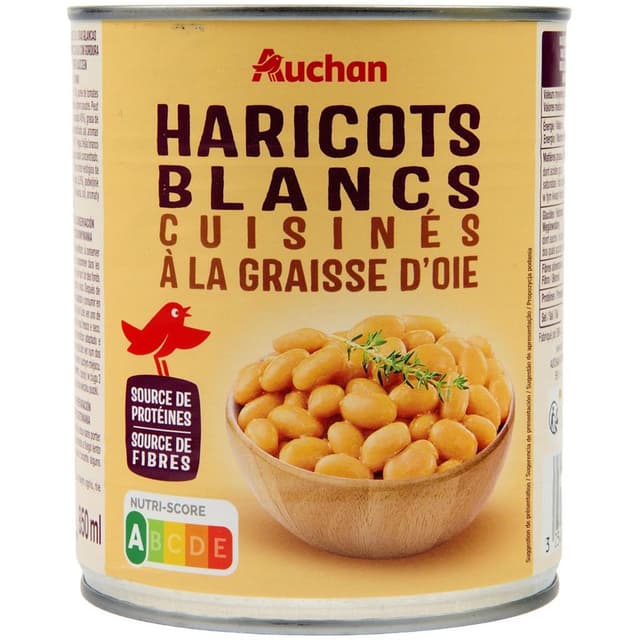 3254560683563 - Auchan - Haricots blancs cuisinés à la graisse d'oie