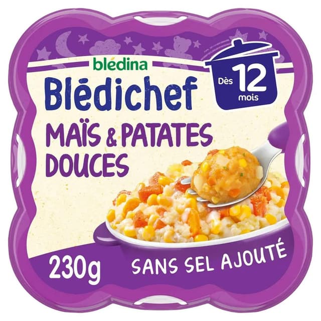 3041092045163 - Blédina - Blédi'chef - Maïs Patates Douces au cumin Assiette Bébé dès 12 mois