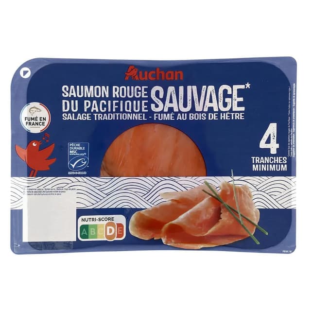 3596710476763 - Auchan - Saumon sauvage du Pacifique fumé au bois de hêtre