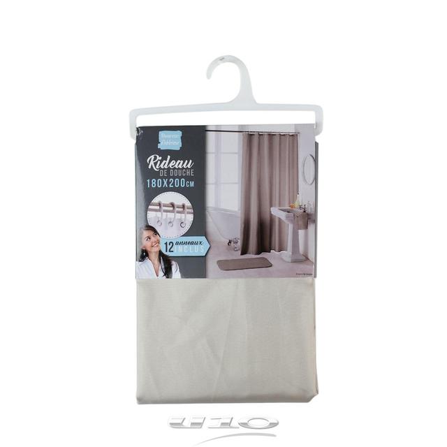 3574388006963 - Douceur D Interieur - Rideau de douche Essencia taupe avec anneaux