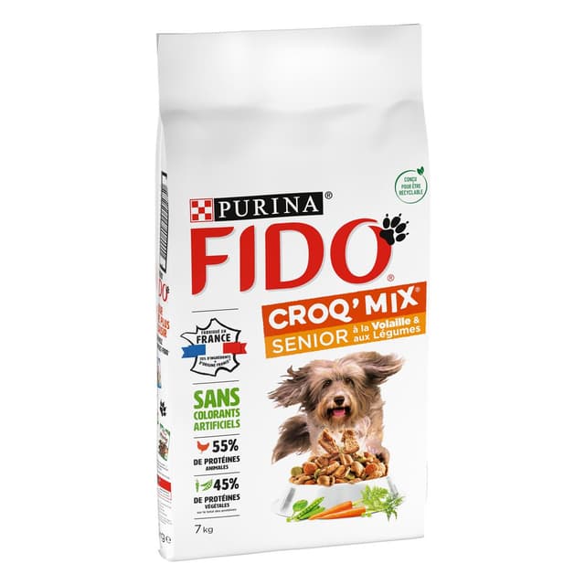 7613287007063 - Purina - Fido - Croquettes Volaille et Légumes Croq Mix pour Chien Senior