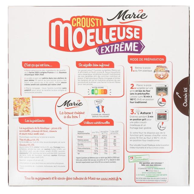 3248830000464 - Marie - Pizza La Nordique Crousti'Moelleuse Extrême Mozzarella, Saumon, Pomme de terre, sauce crème aneth