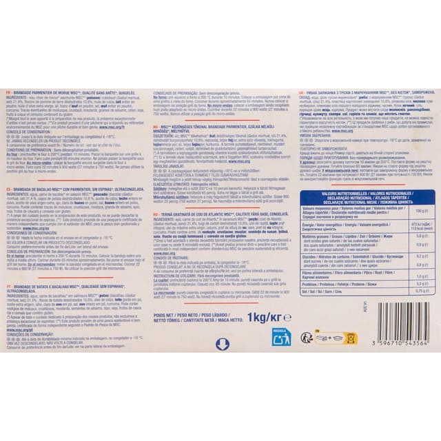 3596710543564 - Auchan - Brandade de morue parmentier MSC