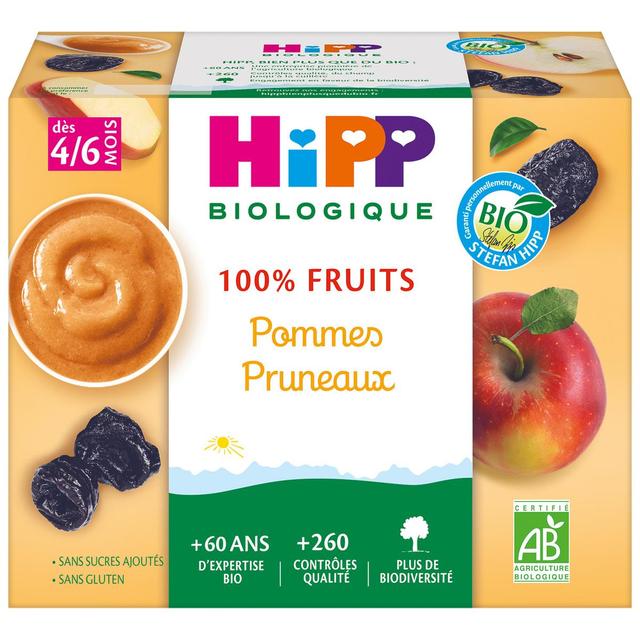 4062300126664 - Hipp - 100% Fruits - Pommes Pruneaux Bio Coupelle Bébé Dès 4 mois