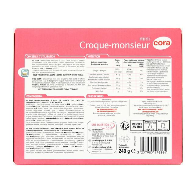 3257985476864 - Cora - 20 Mini Croque Monsieur