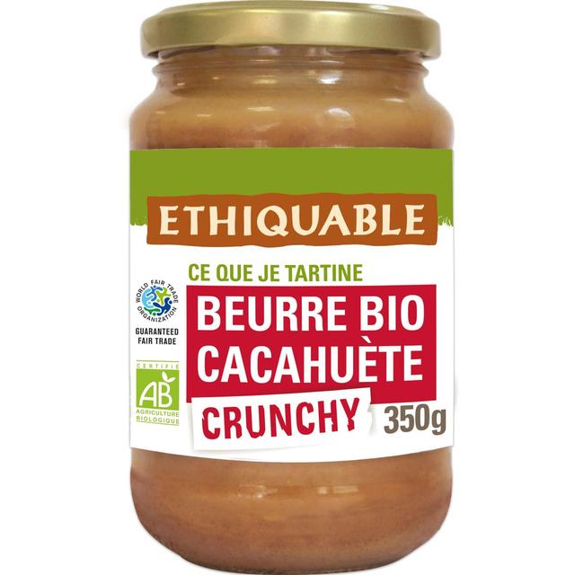 3760278866964 - Ethiquable - Commerce Equitable - Beurre de cacachuètes Crunchy Bio d'Équateur, Pérou, Guatemala ou Chine