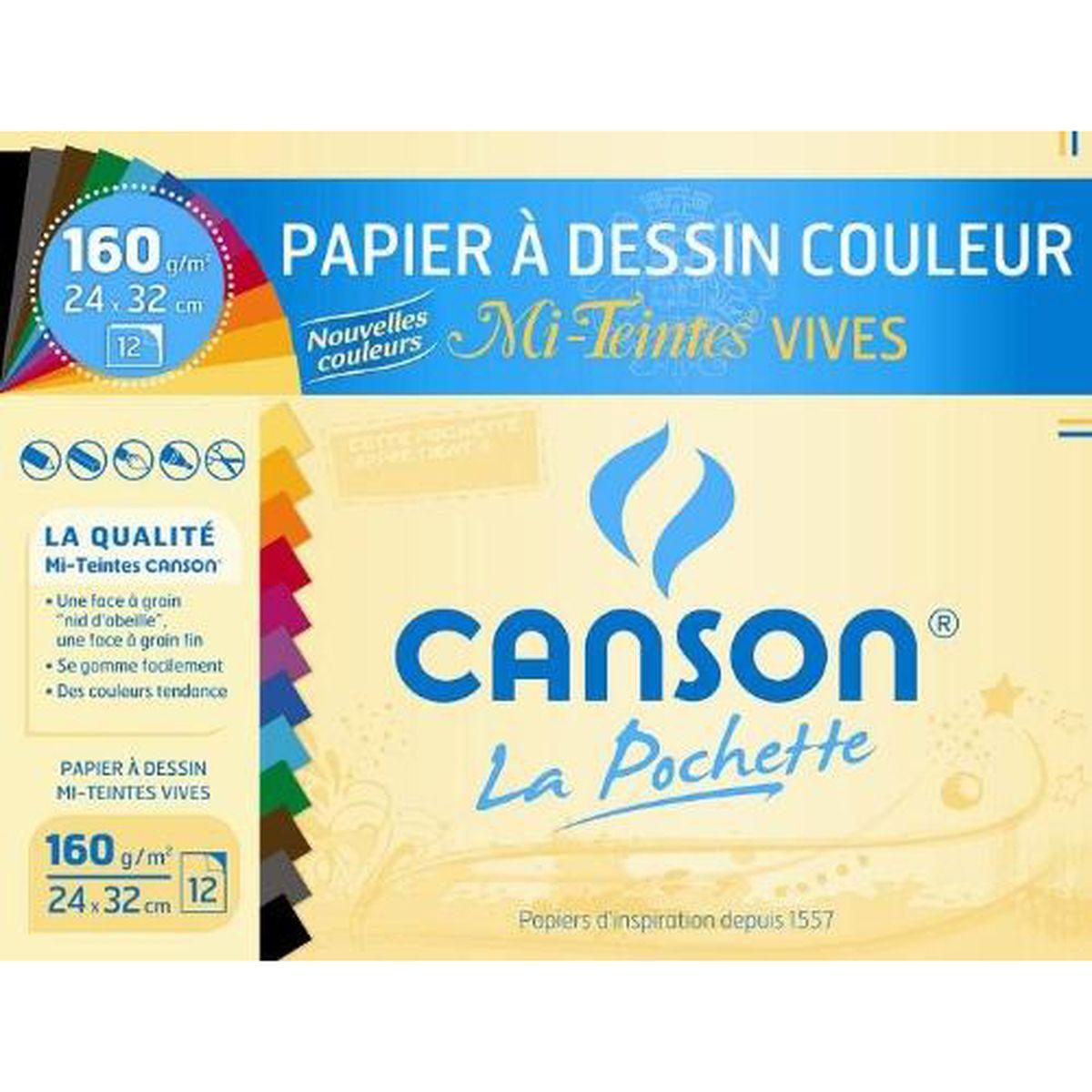 3148950027764 - Canson - Feuilles de dessin  24 x 32 cm couleurs mi teintes vives 160g/m²